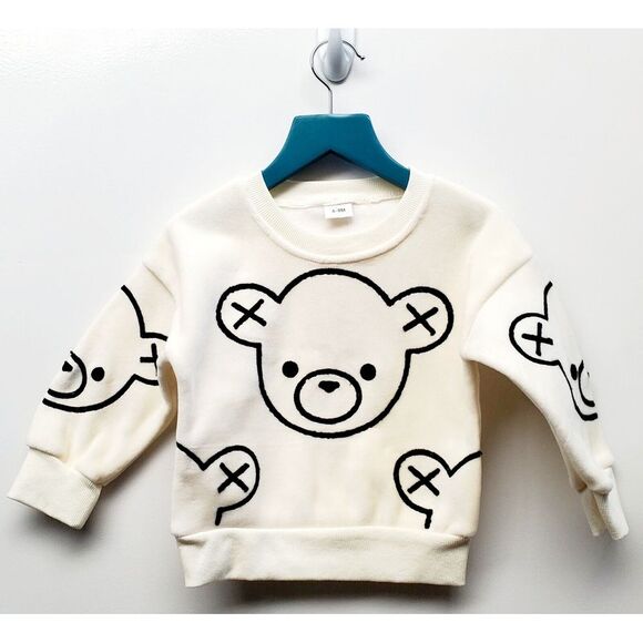 PAT PAT Children 6-9 Months Unisex Teddy Bear Face Sweatshirt Cream & Black NWT - Picture 4 of 10